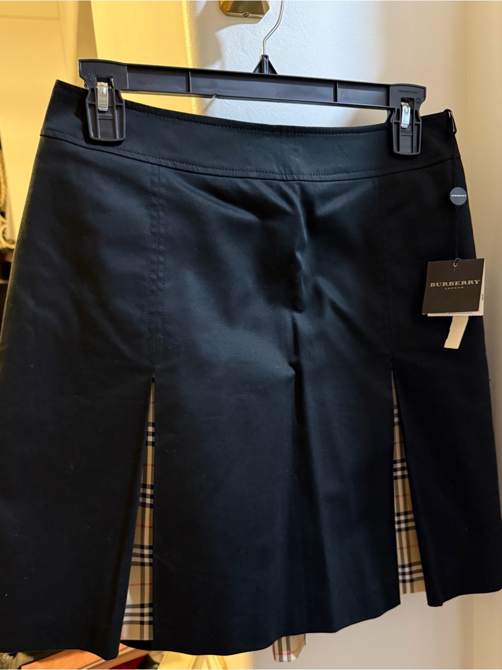 Burberry Black Mini Skirt with Classic Check Inset Panels